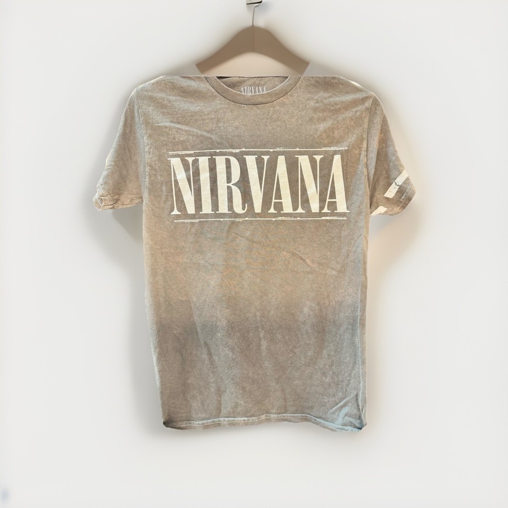 New Nirvana Graphic Short Sleeve T Shirt Brown Men's Size Small