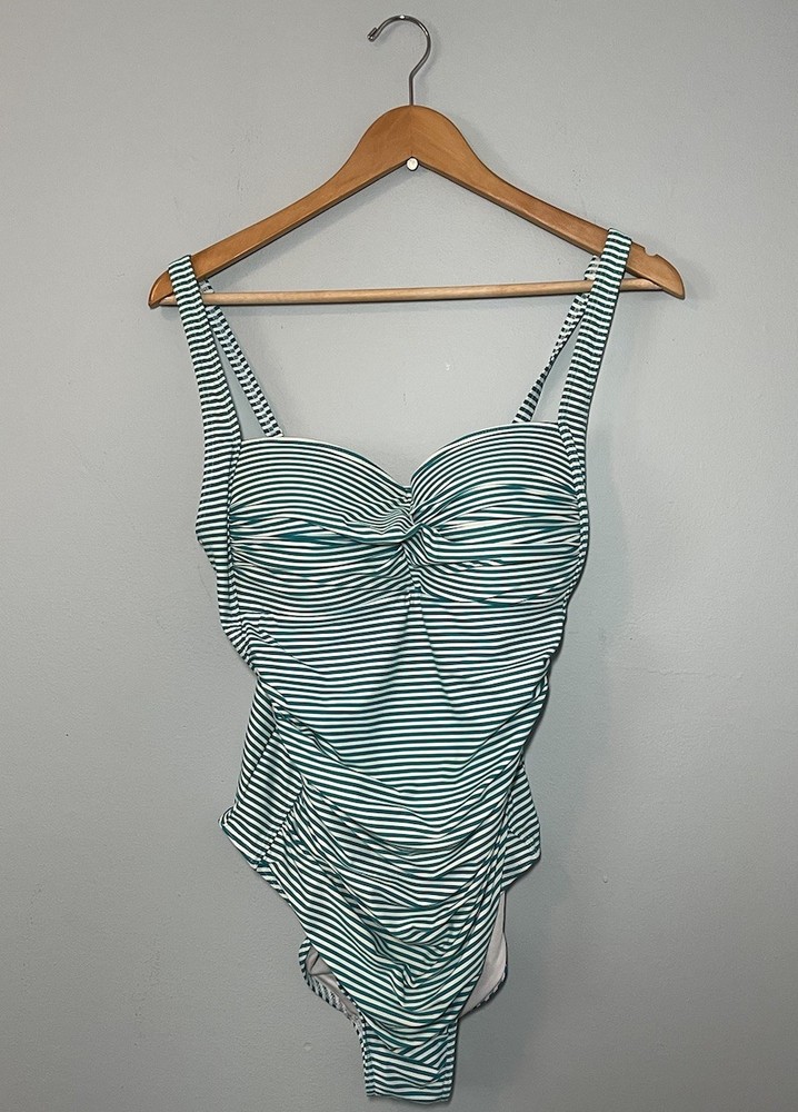 Nip Tuck Swim Women’s US 10 Joanne Sorrento Stripe Green One-Piece Swimsuit