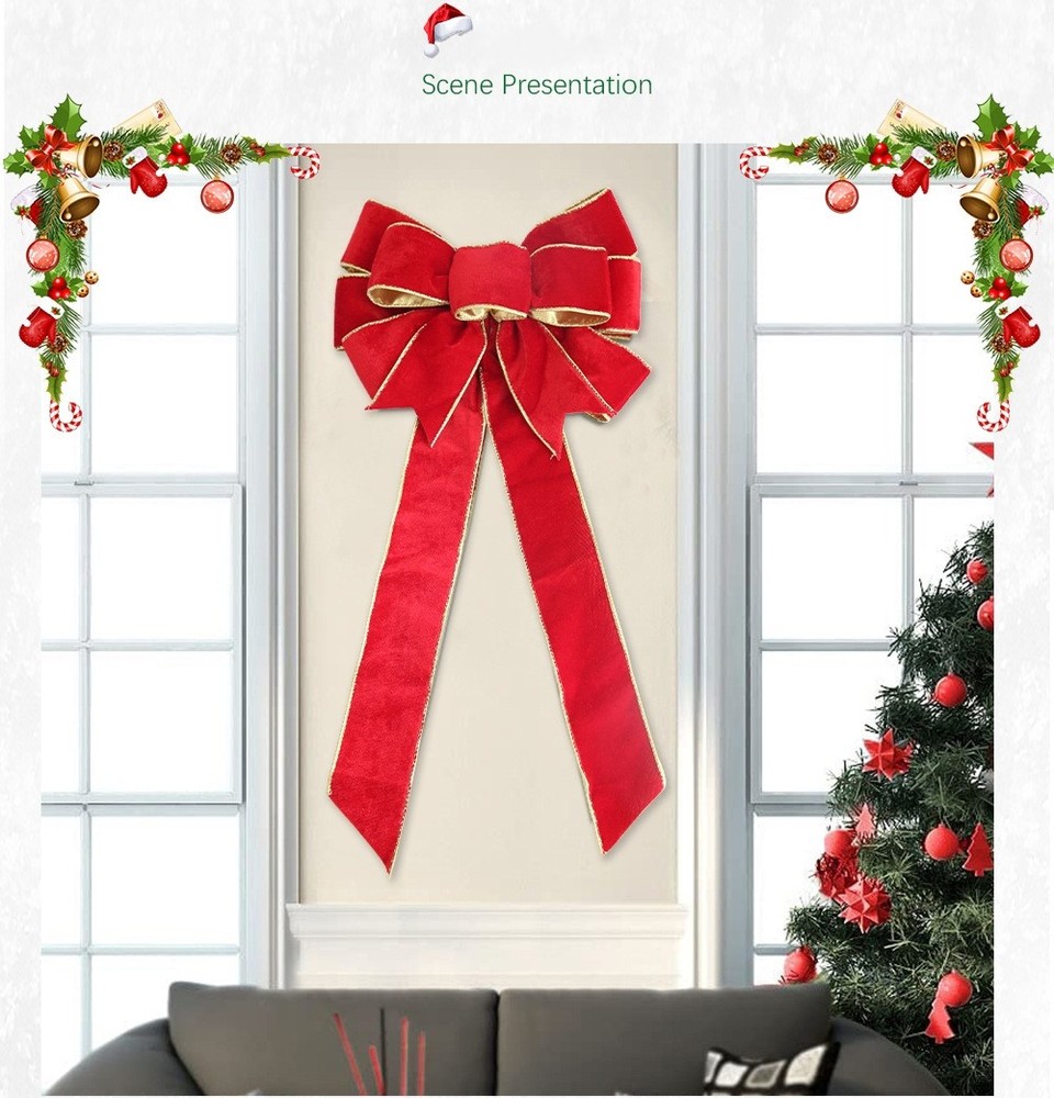 Christmas Tree Flannelette Bow Pendant for Xmas Party Decor