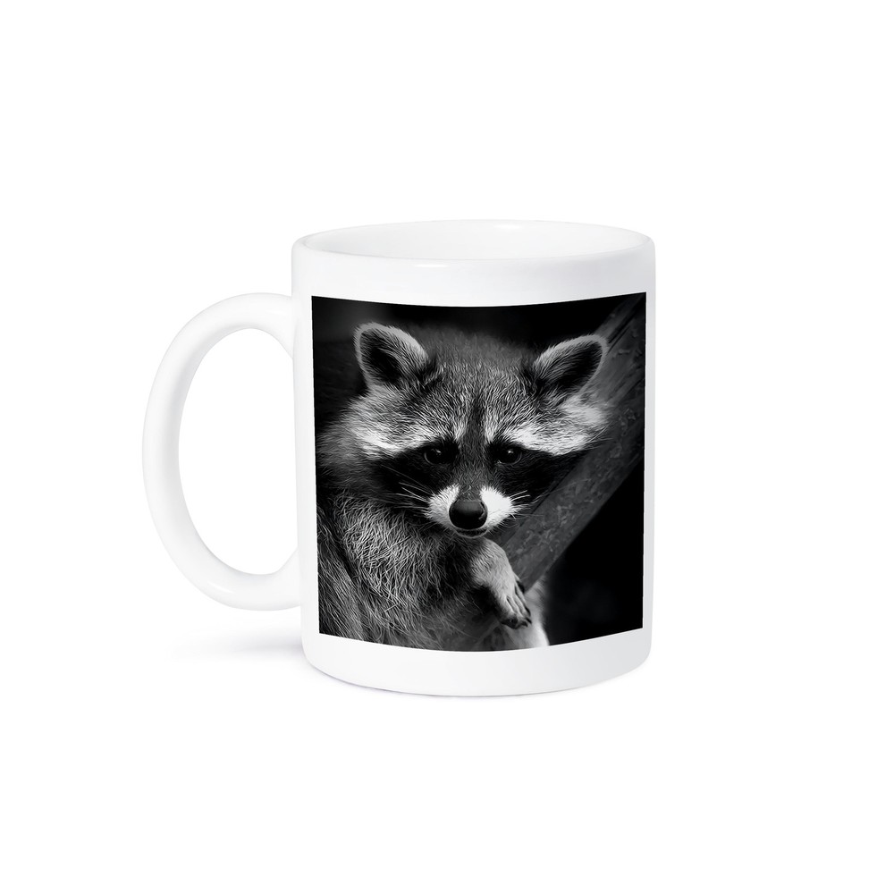 3D Rose Black and White Baby Raccoon Design Ceramic Coffee Mug