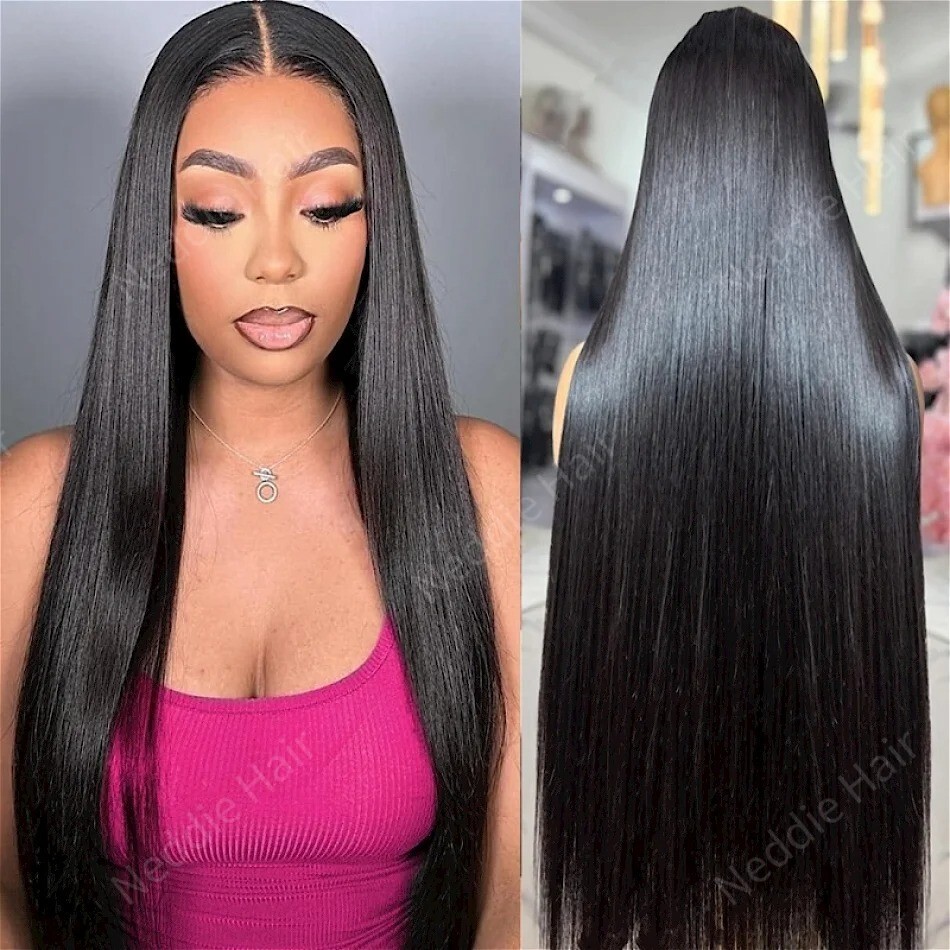 Long Glueless Straight 4X4 Lace Frontal Wig with Pre-Plucked Hairline
