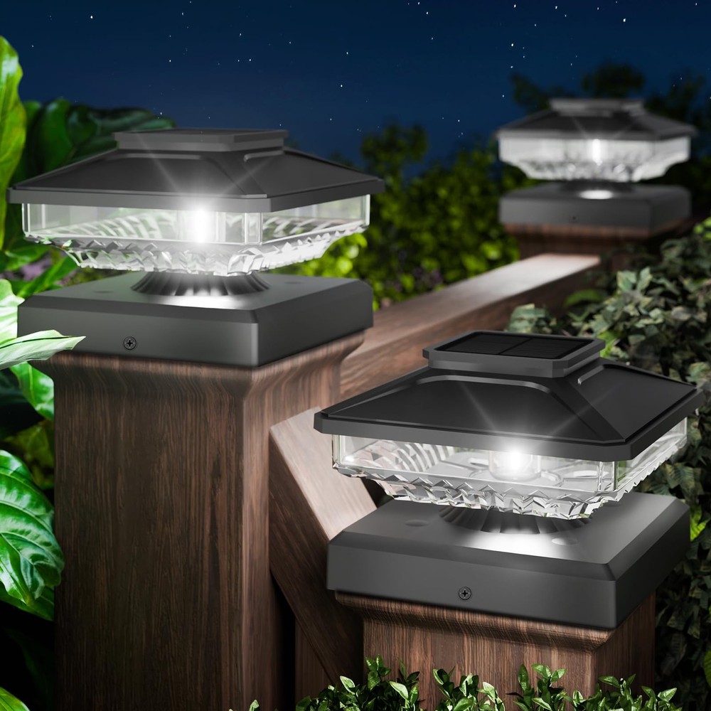 Bright Solar Post Lights 8 Pack, 3-in-1 [4X4/5X5/6X6] Fence Post Solar Lights...