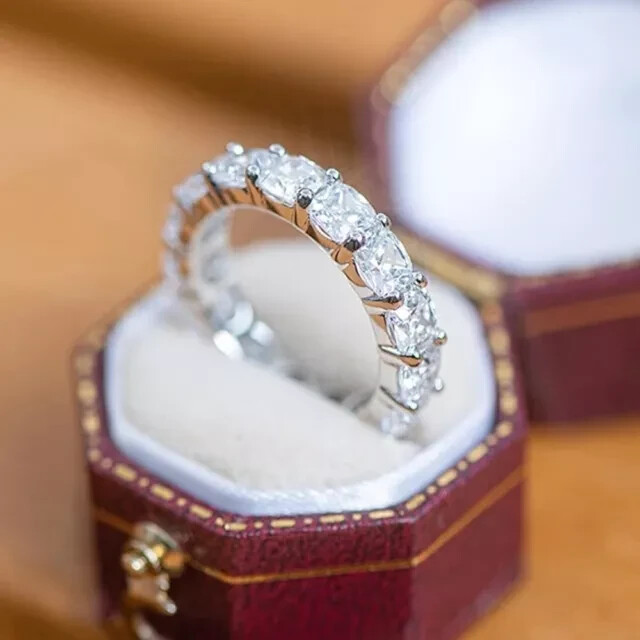 1.80Ct Cushion Cut Lab-Created Diamond Eternity Band Ring 14k White Gold Plated