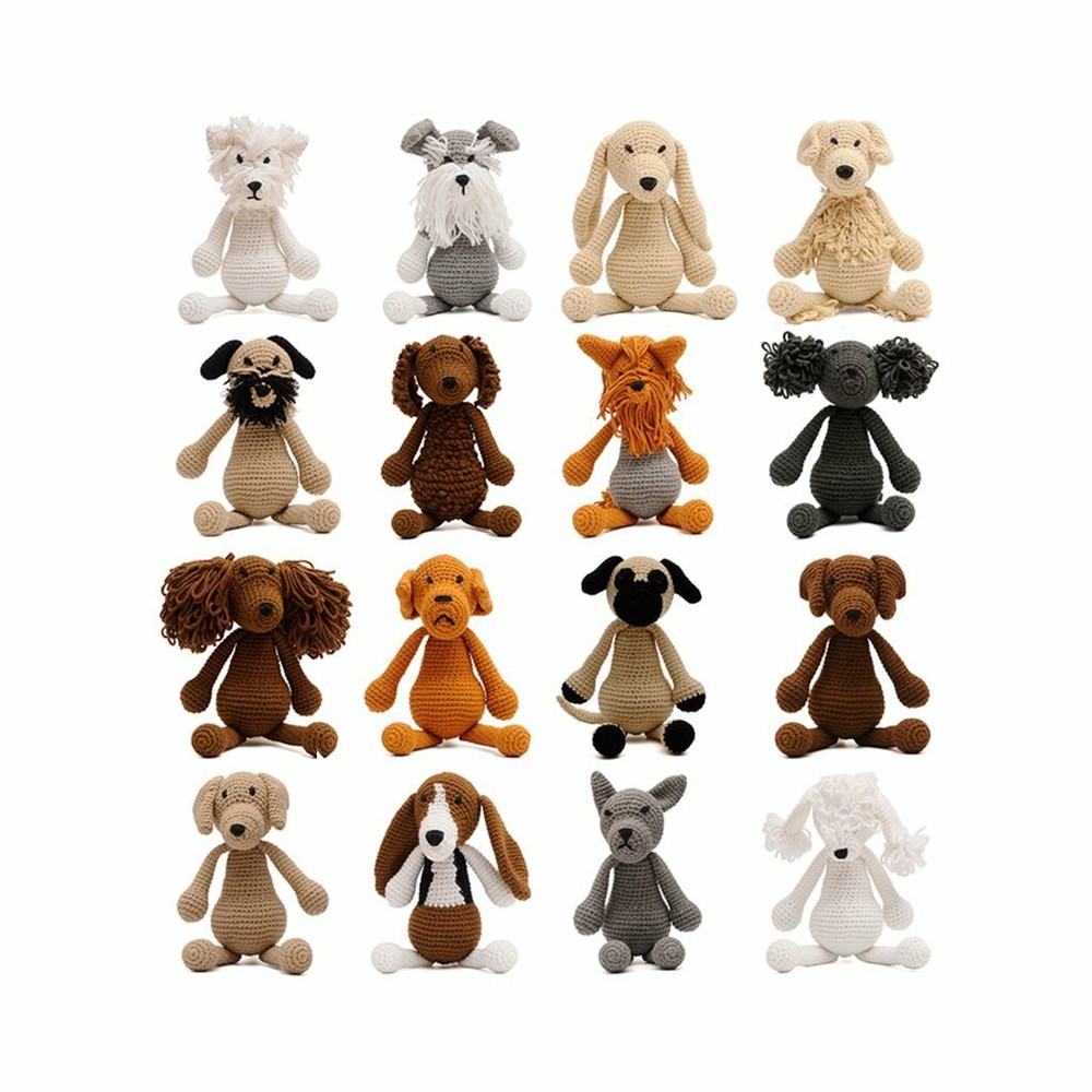 Dog Puppy Collection Crochet Doll Handmade Amigurumi Plush Toy VAC