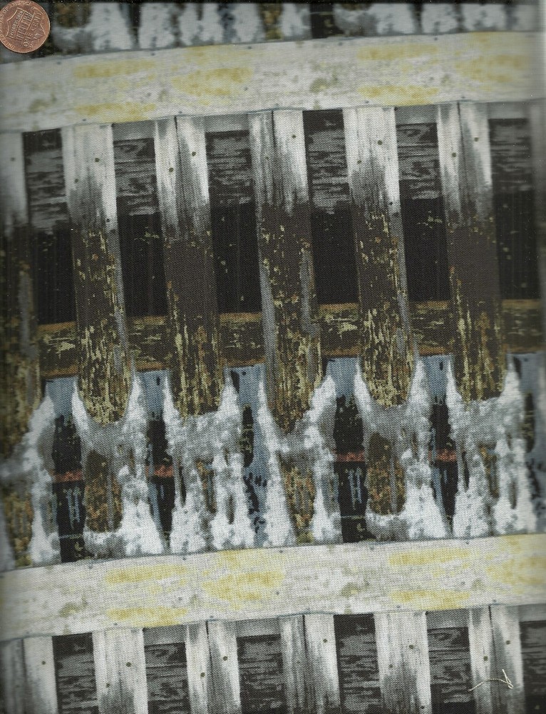 Seasonal Portraits Judy Niemeyer snowy wood fence fabric-image