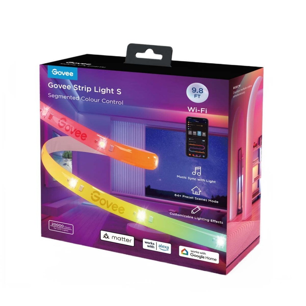 Govee 9.8ft Smart Wi-Fi RGBICW LED Strip Lights with Color Changing