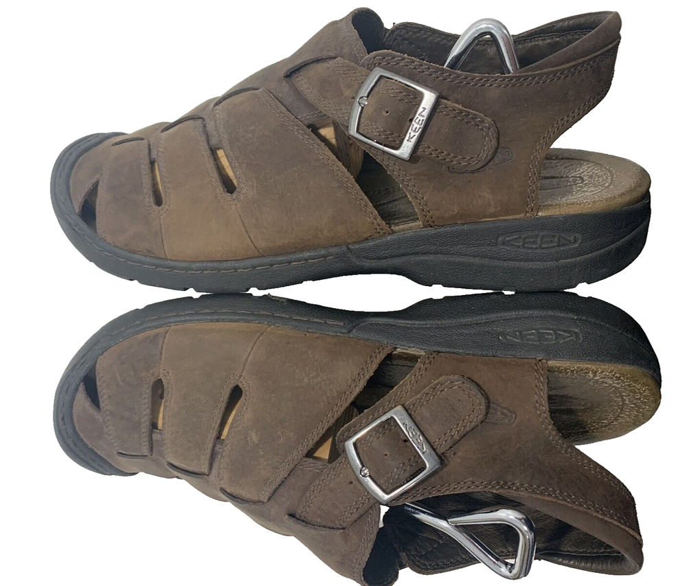 KEEN Bidwell 1461 Mens Leather Fisherman Sandals Size 14 Tobacco Brown