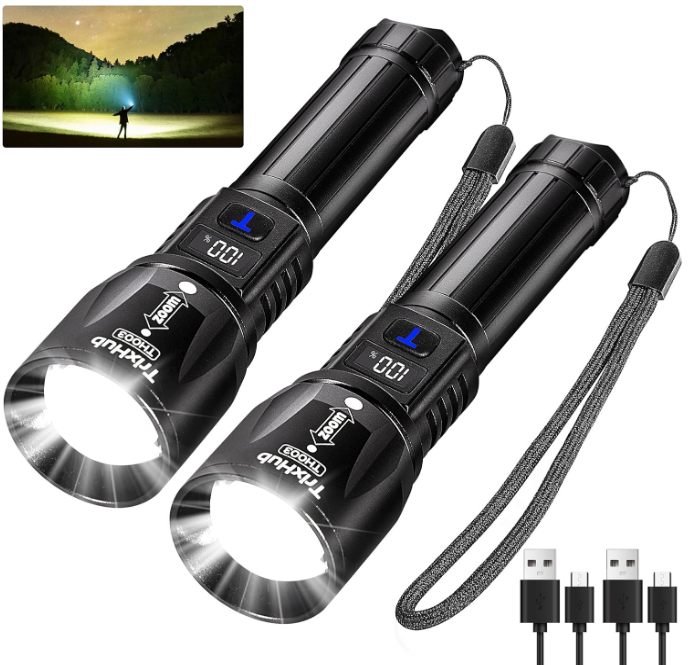 Rechargeable Flashlights 2 Pack, 990,000 Lumens Super Bright Flashlight with LCD