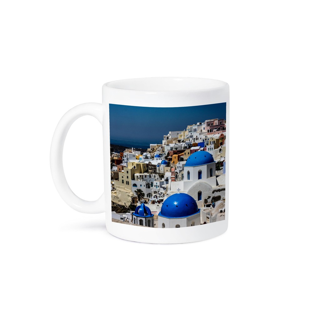 3dRose Santorini Greece Mug with Oia Cityscape Over Aegean Sea