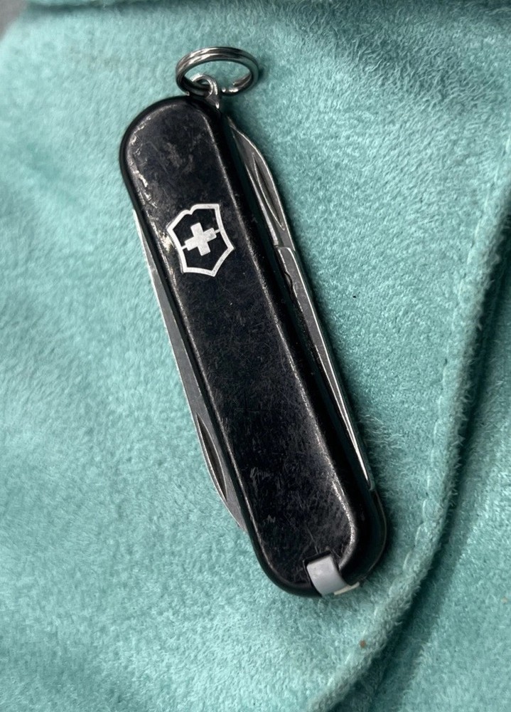 VTG Swiss Army Pocket Knife BLACK Victorinix Blade Nail File Scissors Pick/Tweez