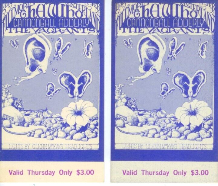 BG 108 The Who Cannonball Adderly Lee Conklin Fillmore 1968 Concert Ticket Lot