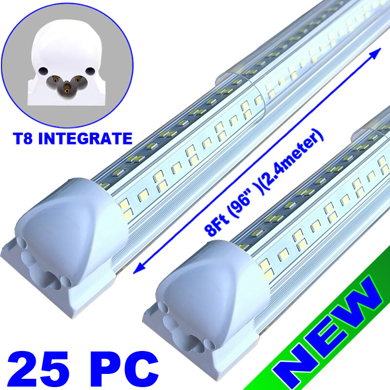 8Ft Linkable Led Shop Light Fixture, Integrated 8 Foot Led Tube Light Bulbs 25 p