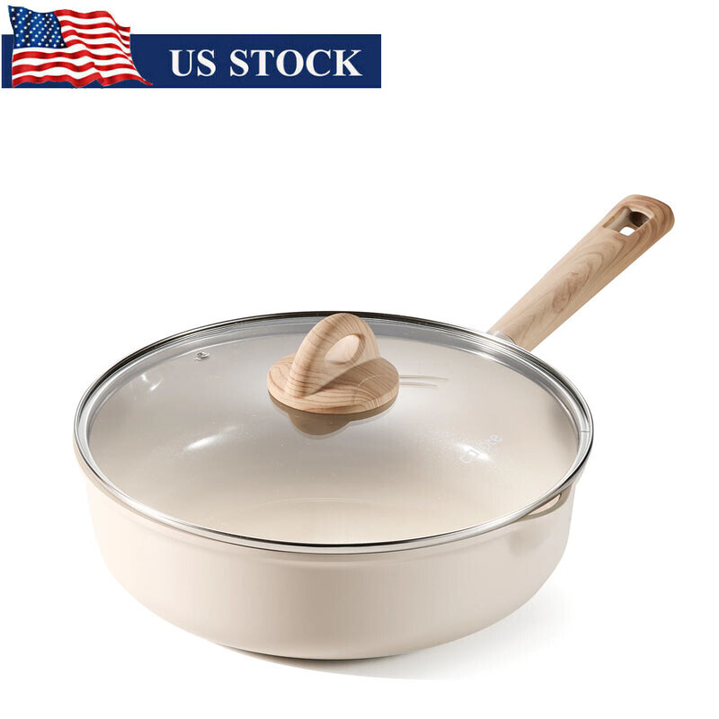 5QT Ceramic Nonstick Saute Pan with Glass Lid and Bakelite Handle