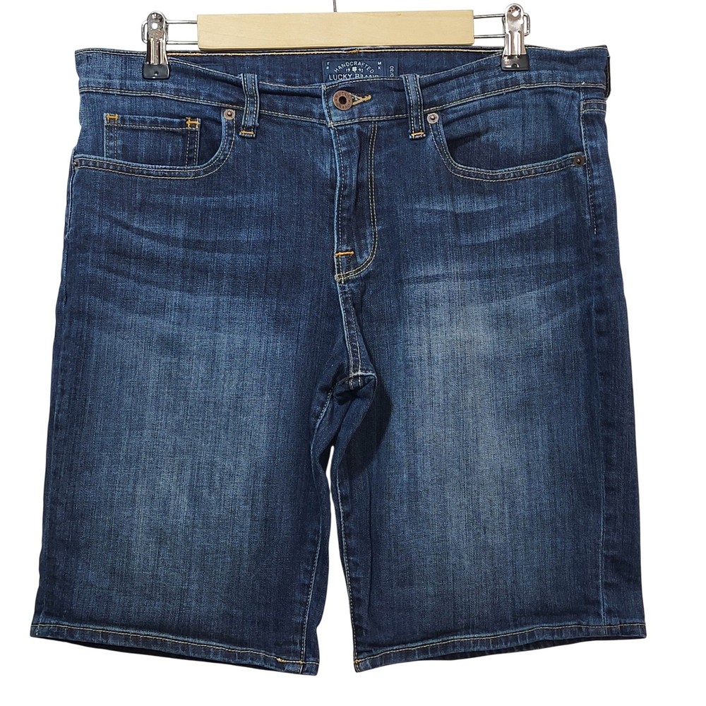 Lucky Brand The Bermuda Dark Wash Denim Shorts Womens Size 10/30 Mid Rise Blue *