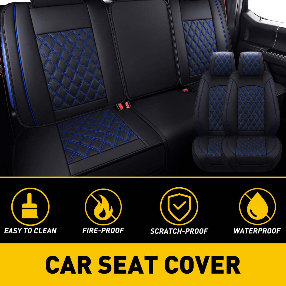 Leather Car Seat Covers Full Set 5-Seats Front Rear Protector Cushion For F150
