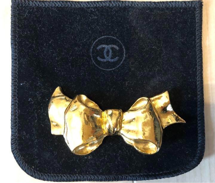 Chanel Vintage Ribbon Brooch Corsage with Velvet Case & Box  