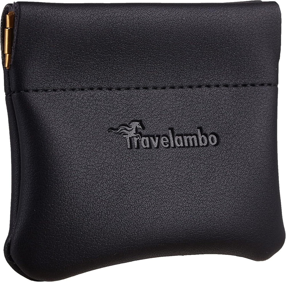 Travelambo Leather Squeeze Coin Purse Pouch Change Holder 01 Vintage Black