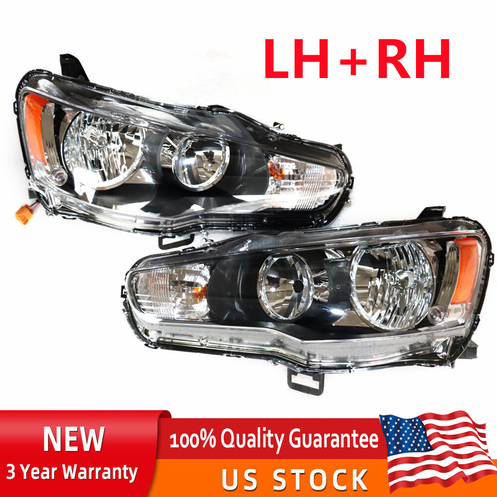 Pair Fits Mitsubishi Lancer 2008-2017 Halogen Headlights Headlamps Left + Right