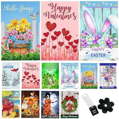 Seasonal Garden Flags Set Of 10 Garden Flags 12X18 Double Sided, Garden Flags-image