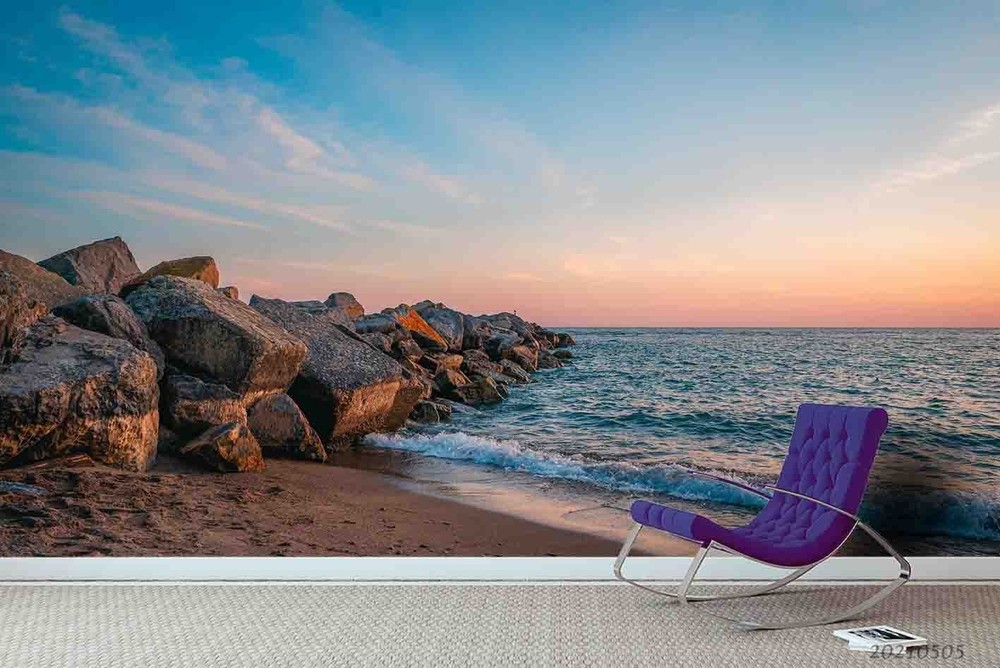 3D Sky Sea Rocks Landscape Wall Murals Wallpaper Murals Wall Sticker