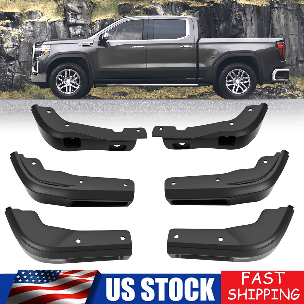 6PCS Mud Flaps Guard For GMC Sierra 1500 2019-2025 All Weather Protection Black