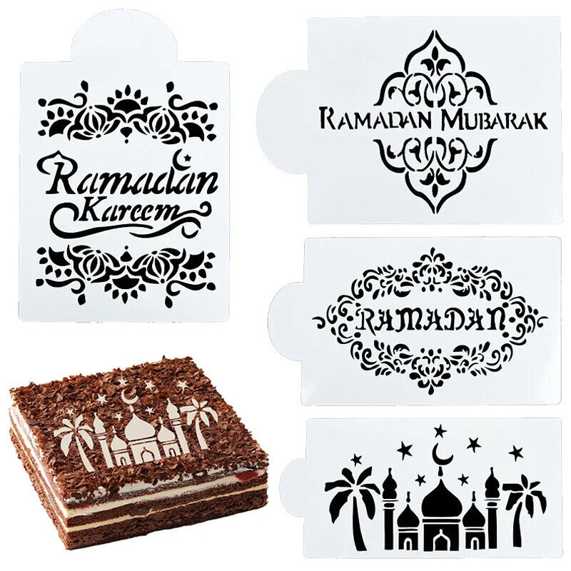 Eid Mubarak Moon Spray Stencils Cofffee Cake Topper Decor Ramadan Decorations