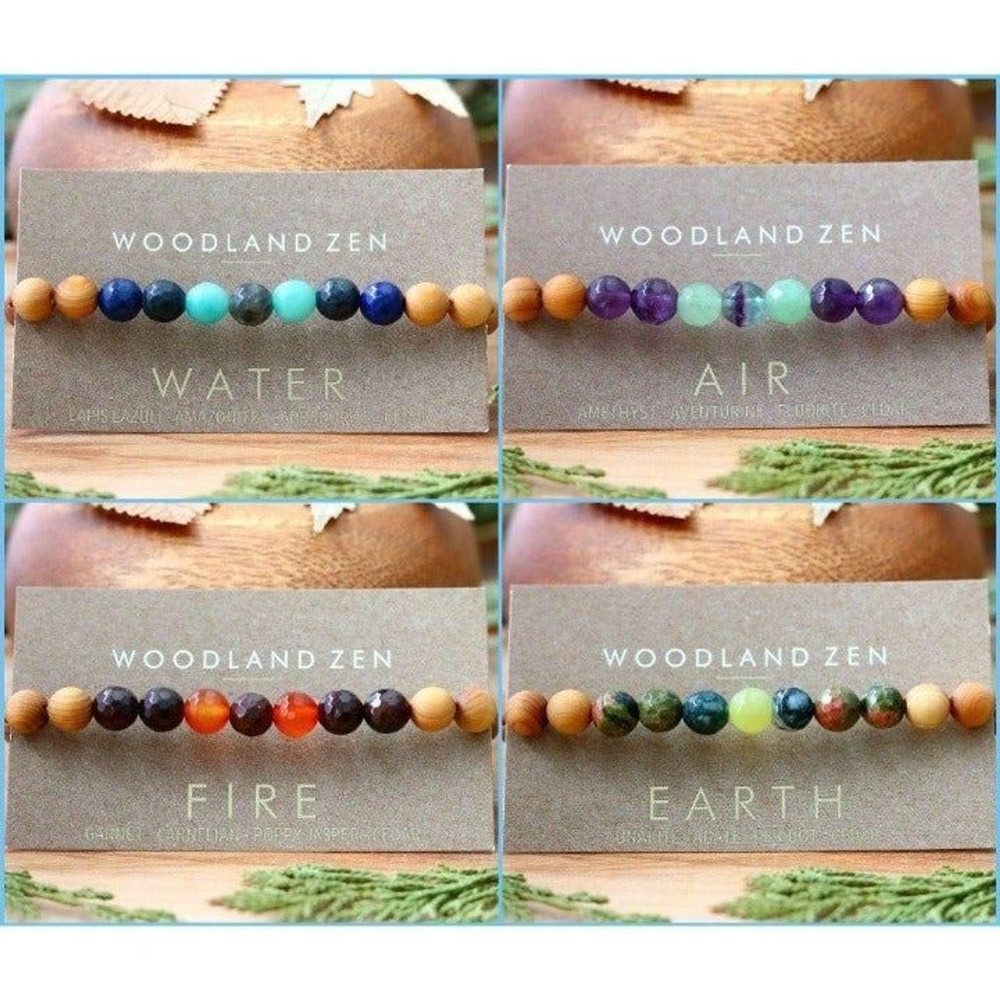 Set of 4 Anti Stress Anxiety Crystal Bracelet, Gemstone Yoga Bracelet