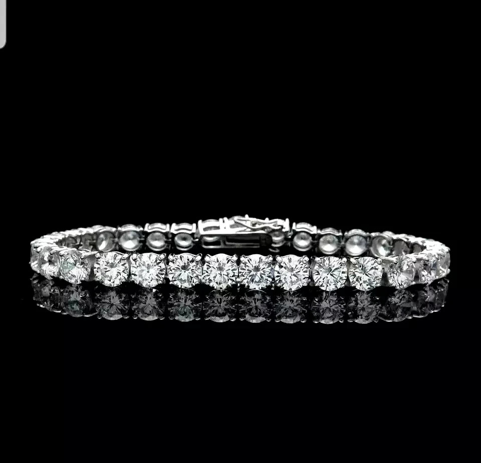 14K White Gold Plated Round Lab Diamond Tennis Bracelet 6Ct for Women 7 Inch
