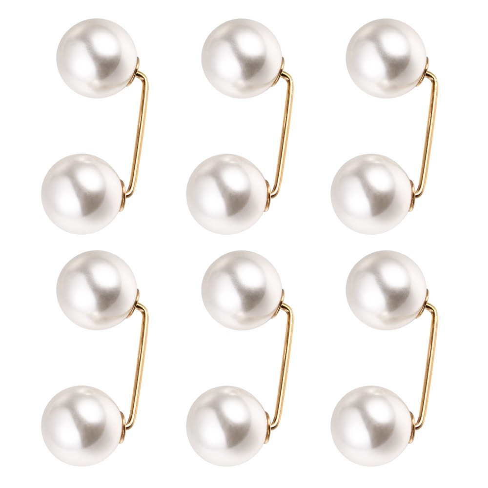 6-Piece Faux Pearl Brooch Set for Shawl Collar Skirt Fashion Accessory