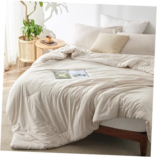Comforter Set - Beige Comforter Size, Soft Bedding for All Queen 05 - Beige