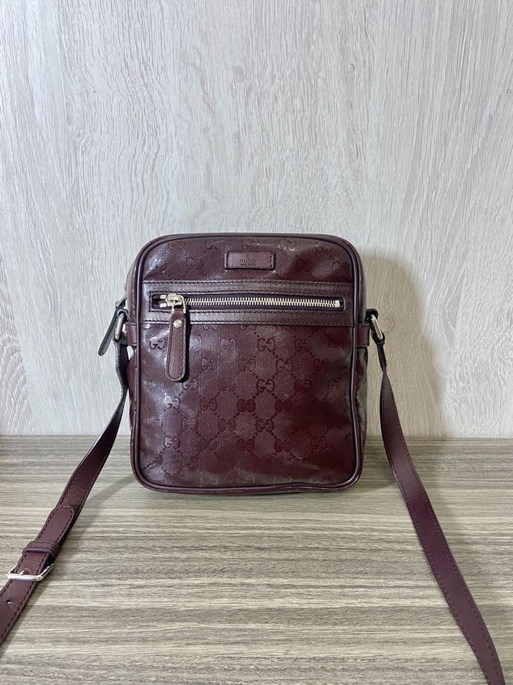 GUCCI Shoulder Bag, Imprime, Leather, Brown, GG Pattern, Logo Plate from Japan