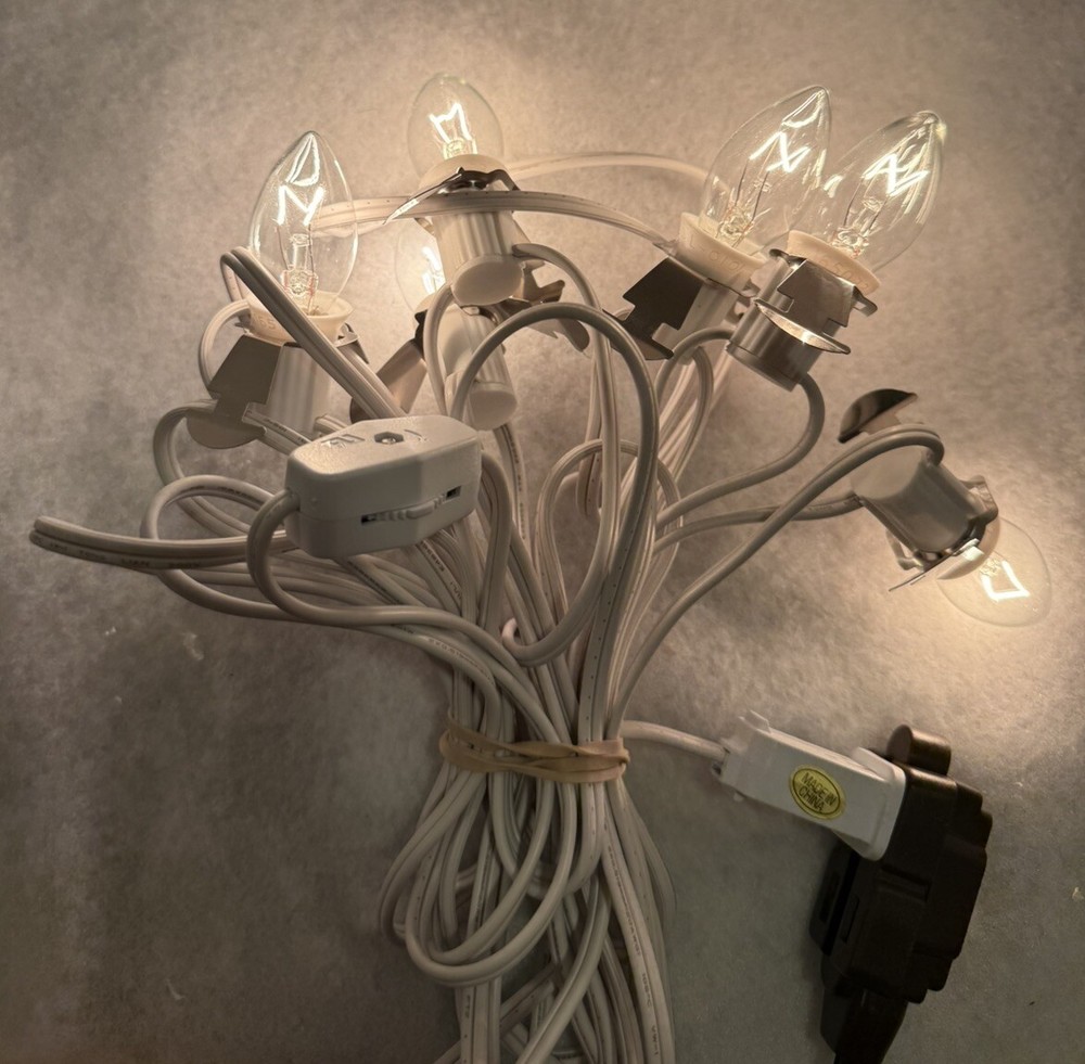 Lemax Dept 56 Village House 6-Socket Light Cord with Bulbs Tested