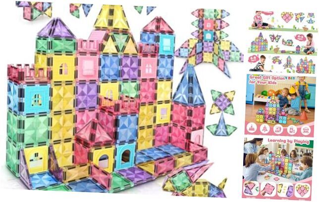 Magnetic Building Tiles 120 PCS Magnets Stacking Kids Toys 120.0 Magnetic tiles