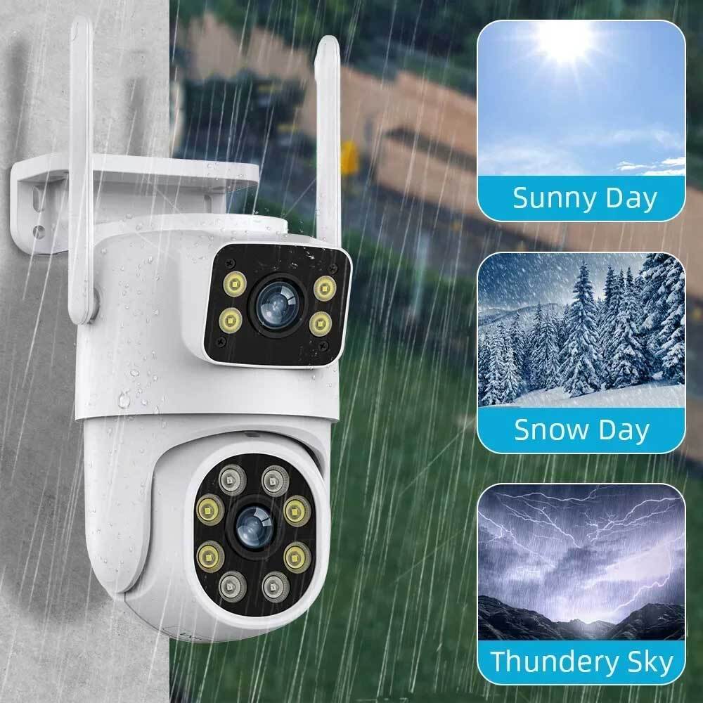 Dual Lens HD 4K WiFi IP Camera Wireless Outdoor CCTV PTZ Home Security IR Cam