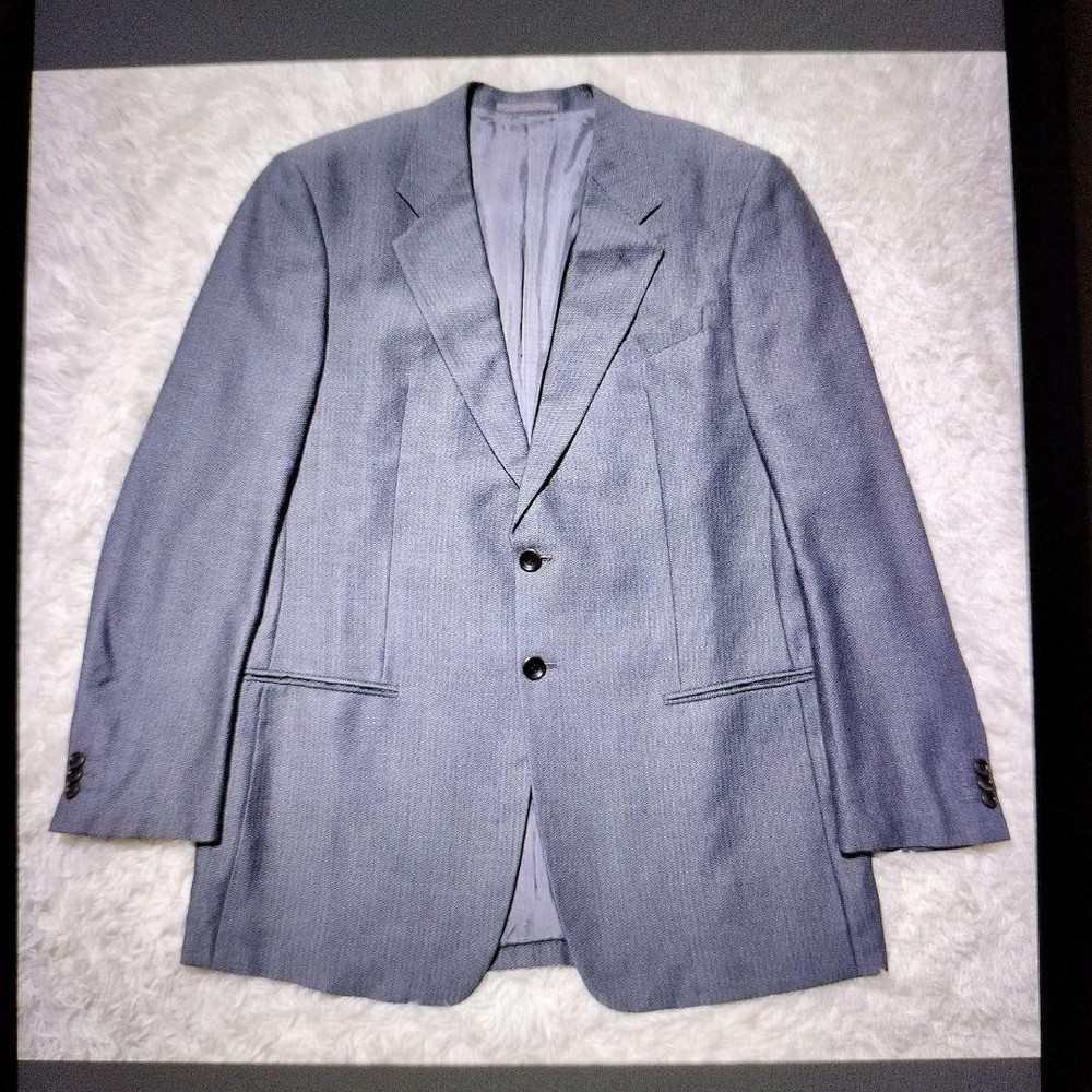 Armani Collezioni Men's 52 XL Gray Herringbone Business Suit Set Preowned