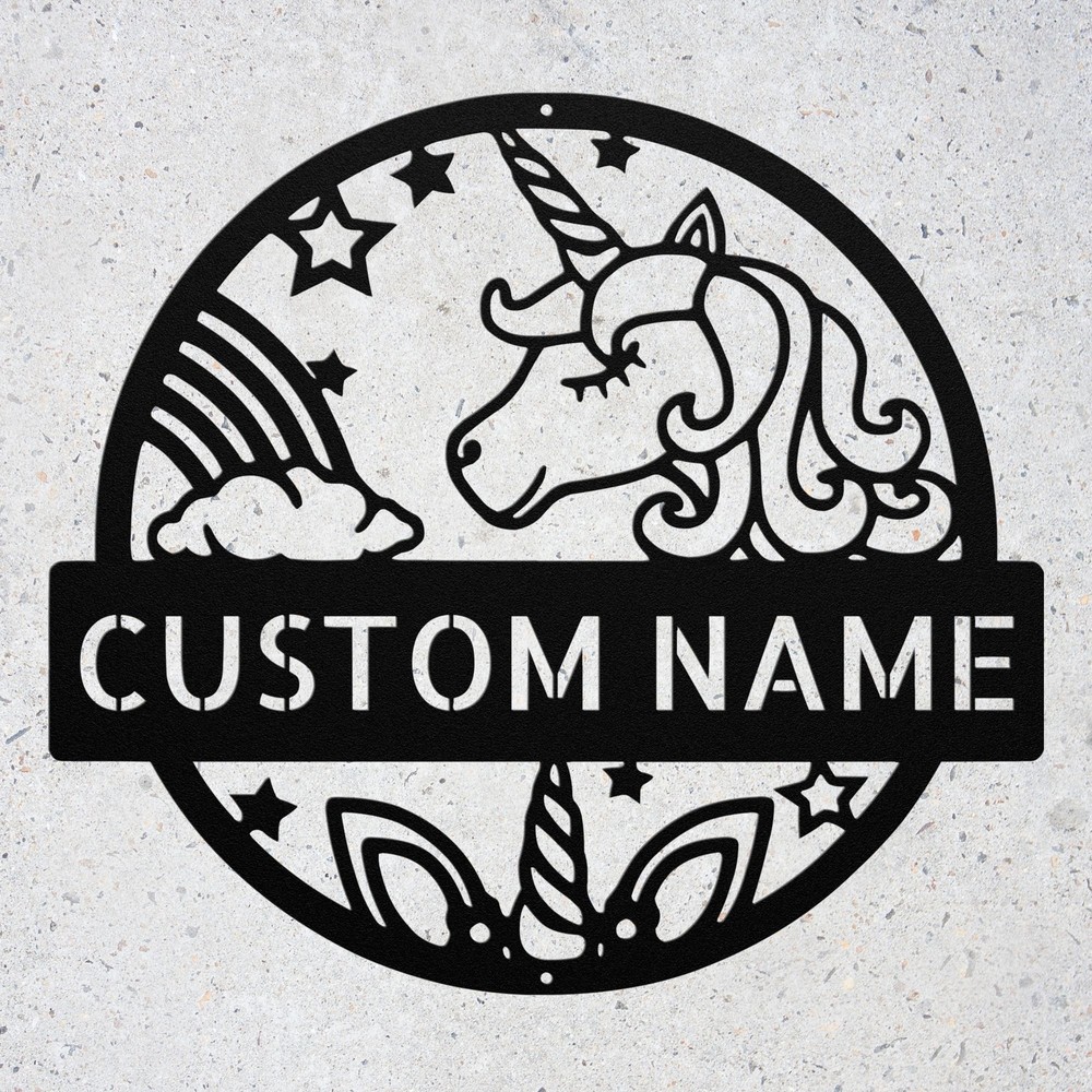 Personalized Cute Unicorn Metal Sign Fantasy Wall Decor Plaque Gift for Kids