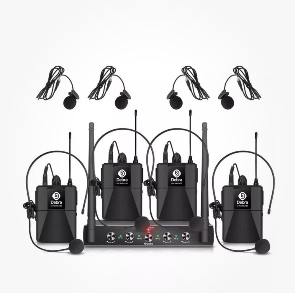Debra Audio AU400 Pro UHF 4 Channel Wireless Headsets
