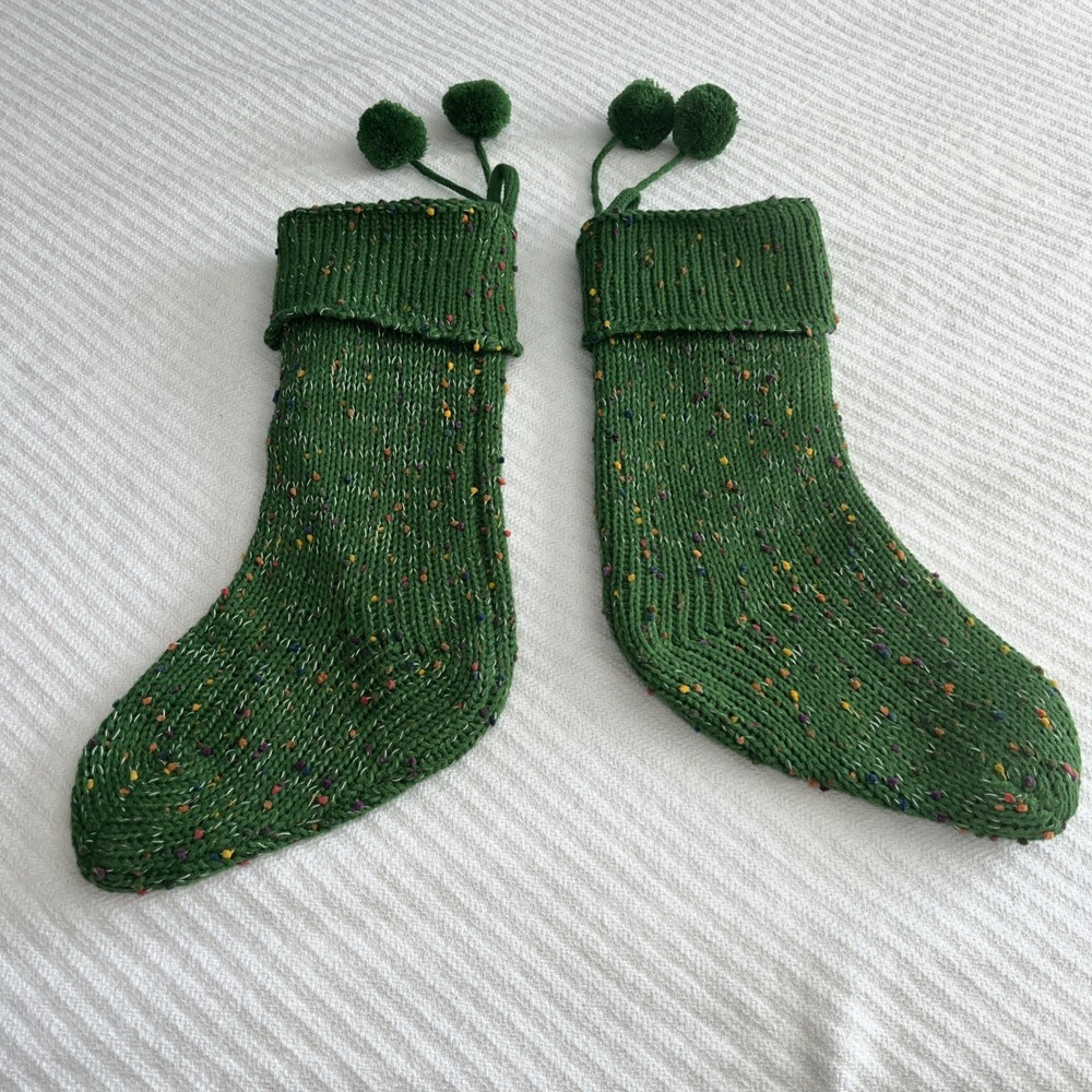 19” Christmas Stocking Green Tweed Look Knitted Knit Sweater Walmart