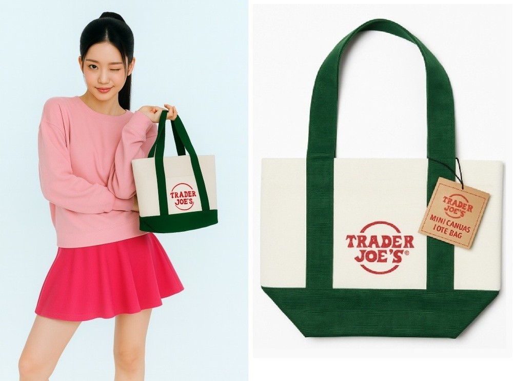 Trader Joe's Limited Edition Holiday 2025 Mini Canvas Tote Bag Joyful Green