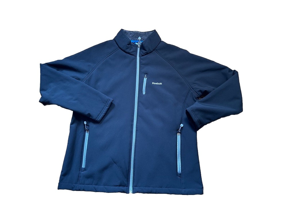 Reebok Jacket Men's Black Funnel Neck Windbreaker Full Zip. Size XL