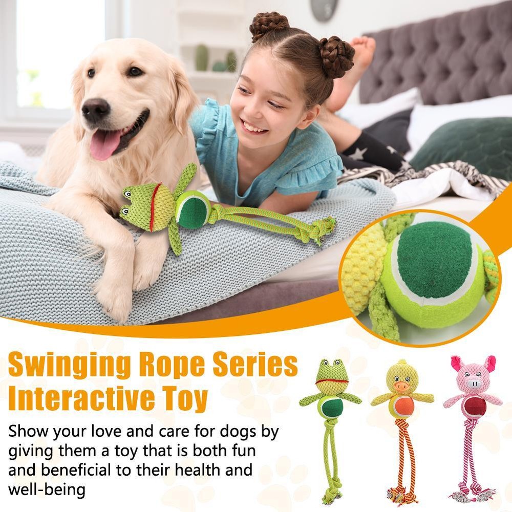 Swinging Dog Toys for Aggressive Chewers Squeaky Teeth Grinding Toys Handmade