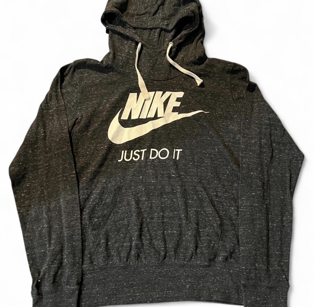 Nike Gray & White Lightweight Hoodie – Women’s Size Large | Fitted Athletic Y2K