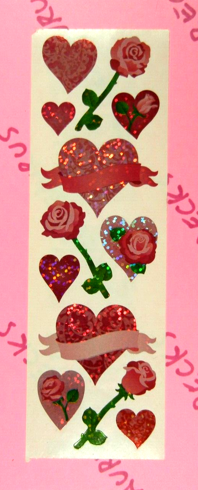 Vintage Sandylion Hearts & Roses Prismatic Sticker Sheet