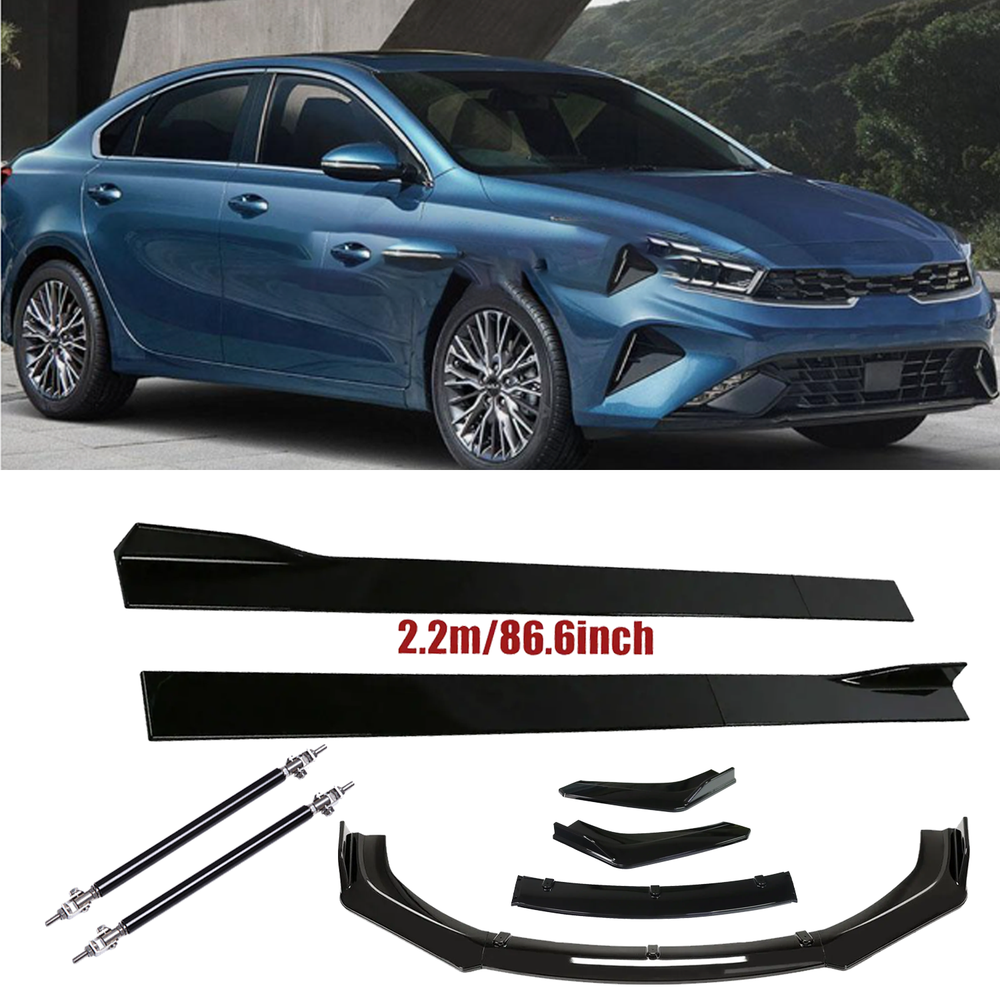 Kia Forte Soul Optima Front Bumper Lip Splitter Spoiler Struts Gloss Black