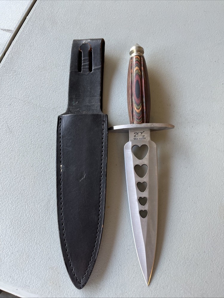 Rare Frost Cutlery Japan 5 Hearts Bowie Knife Surgical Steel Blade