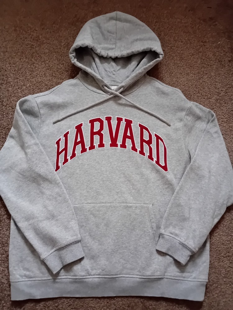 Harvard University Hoodie Grey Red Logo Collegiate Varsity Sweatshirt H&M Size S