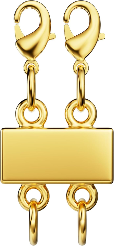 18K Gold Magnetic Necklace Layering Clasp for Multiple Chain Separator