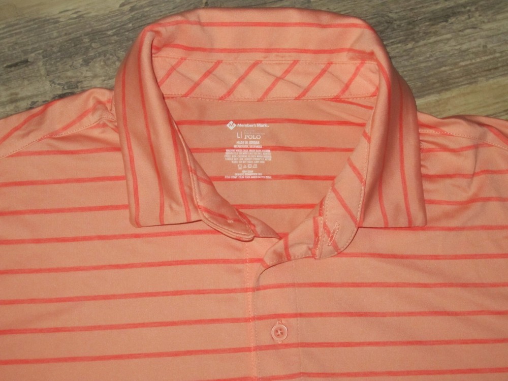 Vintage Members Mark Orange Golf Polo Shirt Men's Large 22.5 Chest VG Condition-image