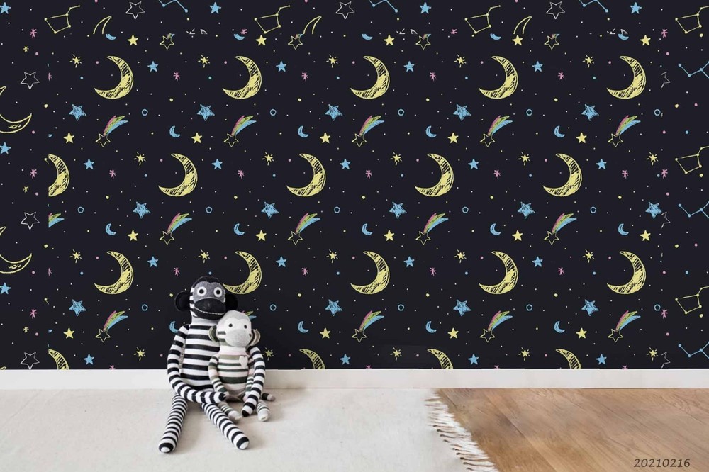 3D Space Moon Stars Pattern Wall Murals Wallpaper Murals Wall Sticker