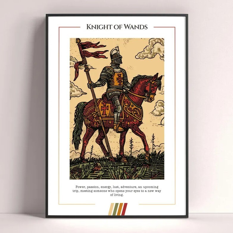 Knight of Wands Tarot Card Art Print and Digital Download Poster
